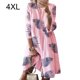 thumbnail image 1 of Vestido Mujer Vestido Estampado Vintage Manga 3/4 Paño De Cuello Redondo, Rosa Hoja, 4XL kenally AP002219-39, 1 of 5