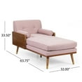 thumbnail image 6 of Noble House Fortas Indoor Fabric Tufted Chaise Lounge, Light Blush, 6 of 8