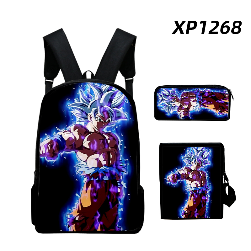 Dargon Ball Goku School Backpack with Lunch Box and Pencil Case for