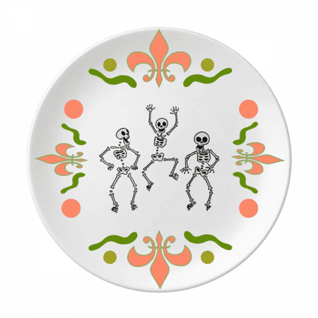 

Lovely Halloween Skeletons Flower Ceramics Plate Tableware Dinner Dish