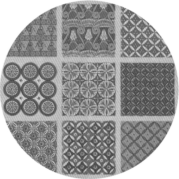 Ahgly Company Indoor Round Patterned Gray Cloud Gray Area Rugs, 6' Round