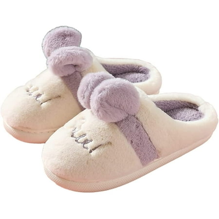 

CebDs Cute Animal Fluffy Slippers for Women Men Fuzzy Cat Bunny Duck Warm Furry Faux Fur Plush Soft House Slippers Non-alip Indoor Shoes