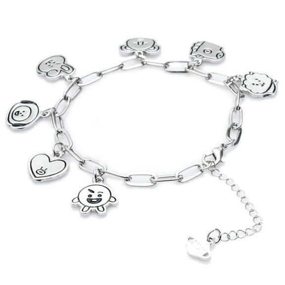 BT21 Official Same Bracelet Silver European and American Korean Fashion Pendant Bracelet for Women