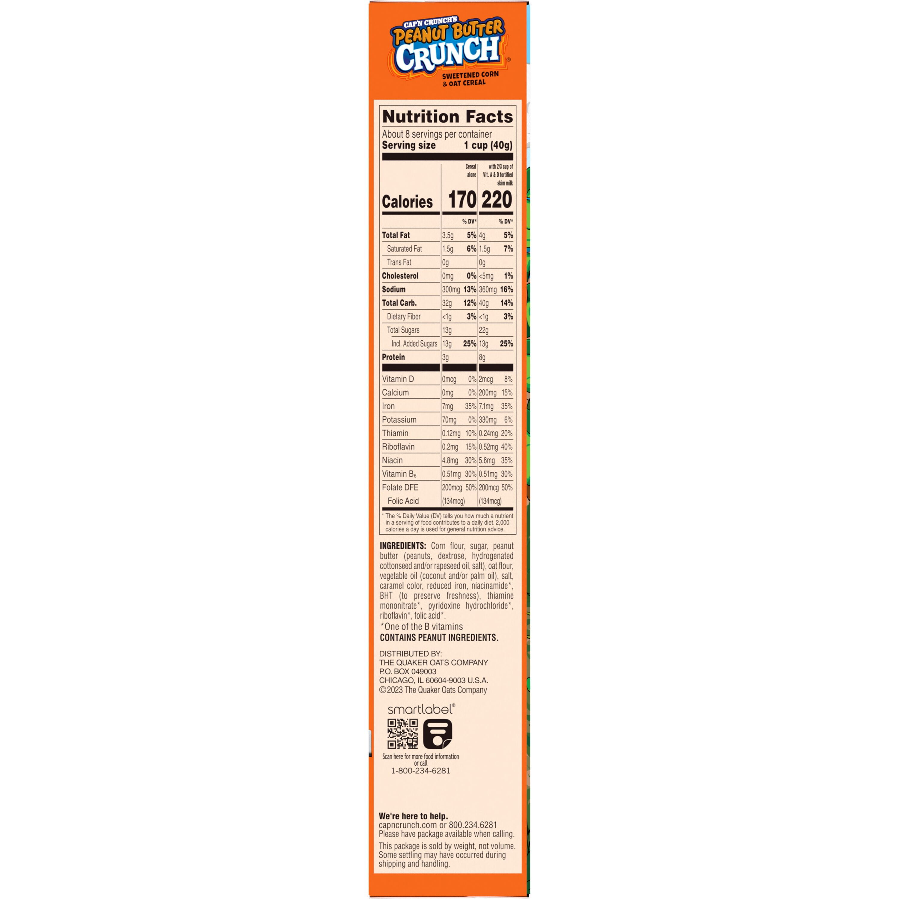 Cap'n Crunch Sweetened Corn & Oat Cereal Peanut Butter Crunch, 11.4 Oz
