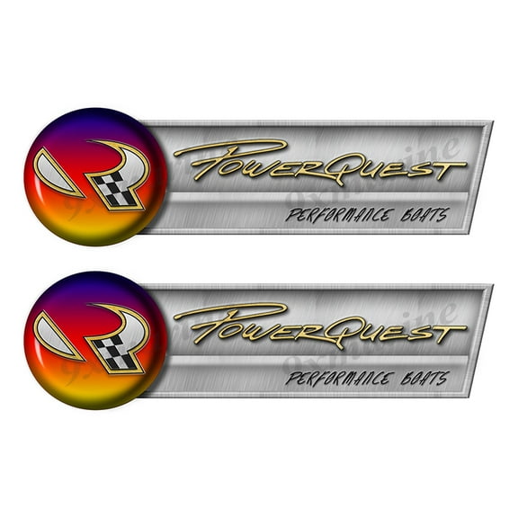 PowerQuest Retro Sticker set - 10"x3". Remastered Name Plate