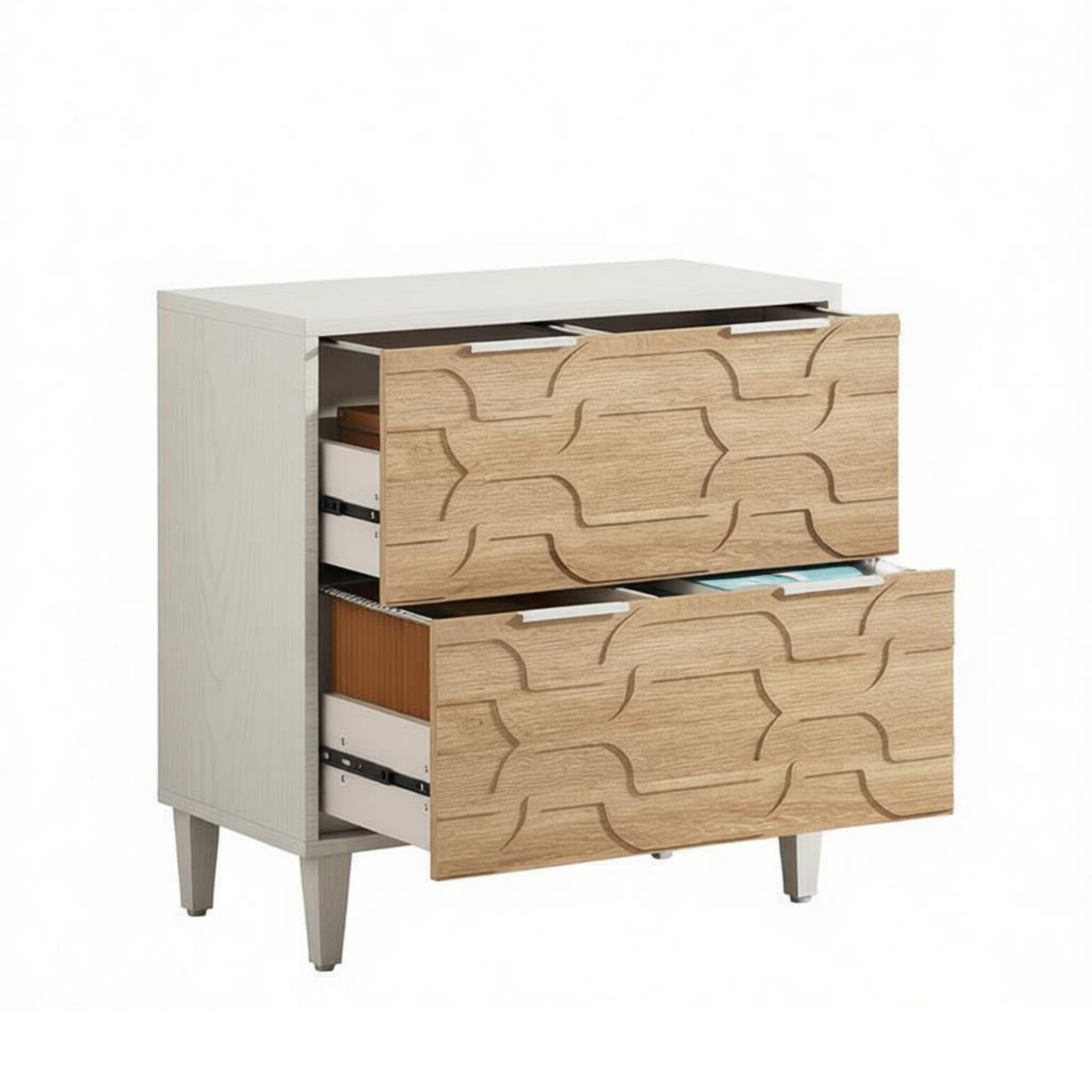 2-Drawer Filing Cabinet with Adjustable Rods and Solid Wood Legs