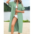 thumbnail image 4 of Zeagoo Dresses for Women Summer Casual Midi Short Sleeve Button Down Shirt Linen Dress Beach Cover Up with Pocket, 4 of 6