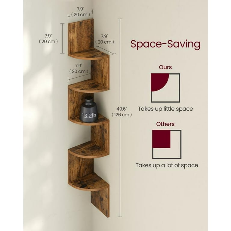 5-Tier Shelf Corner Floating Shelves ,Wall Shelf,Corner Bookshelf