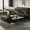 Black+PU+2 Piece Set, variant on HMYG Elegant Upholstered Storage Ottoman,Storage Bench with Metal Legs for Bedroom,Living Room,Fully Assembled Except Legs,Black