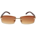 thumbnail image 2 of GFDYREE Flawless Slim Dean Rimless Sunglasses Rectangular Metal & Wood Art Glasses, 2 of 4