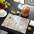 thumbnail image 3 of Pink Purple Flower Placemats Set of 6, Spring Farmhouse Floral Leaf Wood Grain Placemats for Dining Table, Place Mats for Kitchen Tabletop, Waterproof Wipeable Dining Table Mats Set, 3 of 9