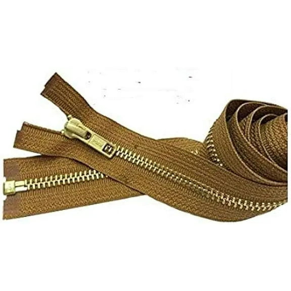 24" #5 Brass Metal Separating YKK Medium Weight Jacket Zipper - Choose Your Color - 1 Zipper Per Pack - Made in The United States (Brown Gold 857)