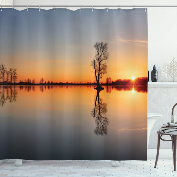 Lake House Decor Shower Curtain Single, Lake House Themed Shower Curtain
