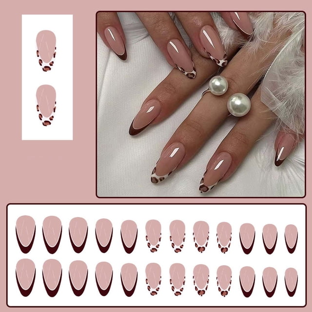 Xihbxyly Polvo de Purpurina para Uñas Francesas, Set de Uñas con Forma de Corazón Desmontable, Uñas Acrílicas para San Valentín, Pegamento de Gelatina Incluido, Fácil Aplicación, Cita para Baile de B