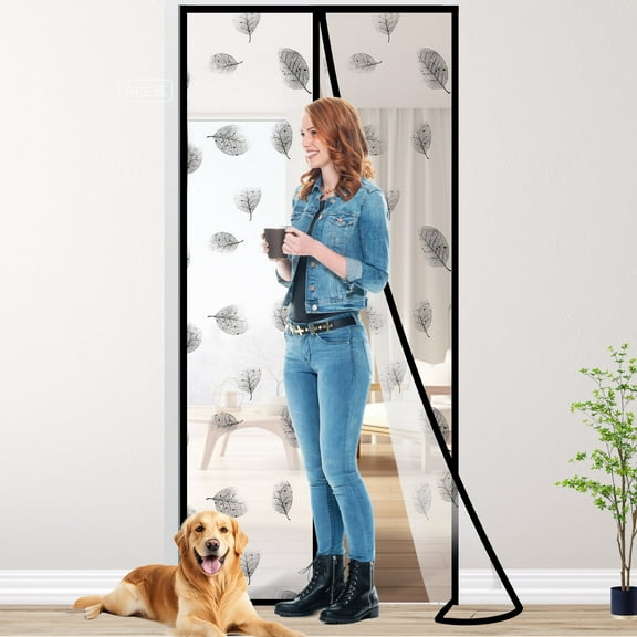Magnetic Thermal Insulated Door Curtain for 38x82 Inch Door, Self-Sealing EVA Draft Stopper for all season Keep Cold Out Privacy, for Kitchen, Bedroom, AC Room, Hands Free, Pet & Kid Friendly （GREY）