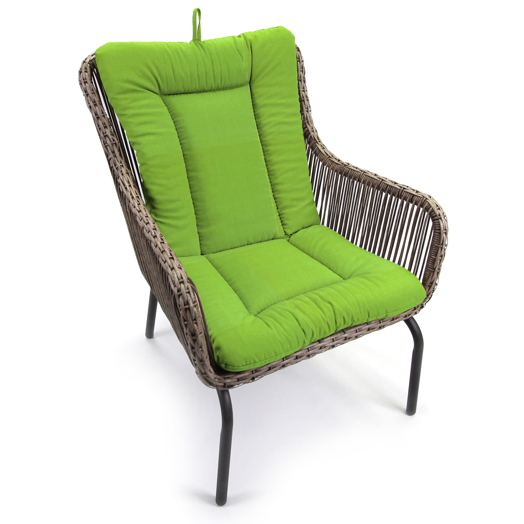Jordan Manufacturing 38" x 21" Veranda Citrus Green Solid Rectangular Outdoor Wrought Iron Chair Cushion with Ties and Hanger Loop