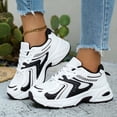 thumbnail image 4 of Rokment Womens Chunky Athletic Basketball Running Shoes Breathable Mesh Leather Patchwork Color Block Lace up Volleyball Tennis Golf Sneakers Black Size 6, 4 of 6