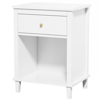 Resenkos Wooden Nightstand for Kids Bedroom with 1 Drawers & Open Cubby, White