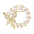 thumbnail image 2 of Perla Diamante de imitación Mariposa Boda Brillo Broche Pin Elegante chapado en oro artificiales con incrustaciones Broche de de, 2 of 8