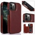 thumbnail image 1 of Merlin Leather Flip Wallet Case Card Holder Phone Back Cover for iPhone 13 Pro Max (Brown), 1 of 9