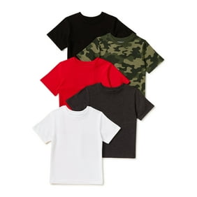 Garanimals Baby and Toddler Boy Basic T-Shirts Multipack, 5-Pack, Sizes 12M-5T