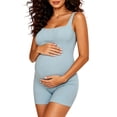 thumbnail image 2 of BFHHYA Women's Maternity Bodysuit Ribbed Square Neck Sleeveless Tank Top Stretch Shapewear Bodysuits Over the Belly for Pregnancy, 2 of 7