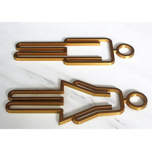 Nvzi Gold Toilet Symbol Men's and Women's Set Bathroom Toilet Restroom Sign Door Accessories Symbol Sign Adhesive Backed
