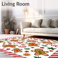 thumbnail image 2 of ODIKA 2'x3' Machine Washable Non-Slip Area Rug, Whimsical Cookie Pals and Peppermint Stripe Patchwork with Holiday Icons High Traffic Rug, Brown, 632520, 2 of 7
