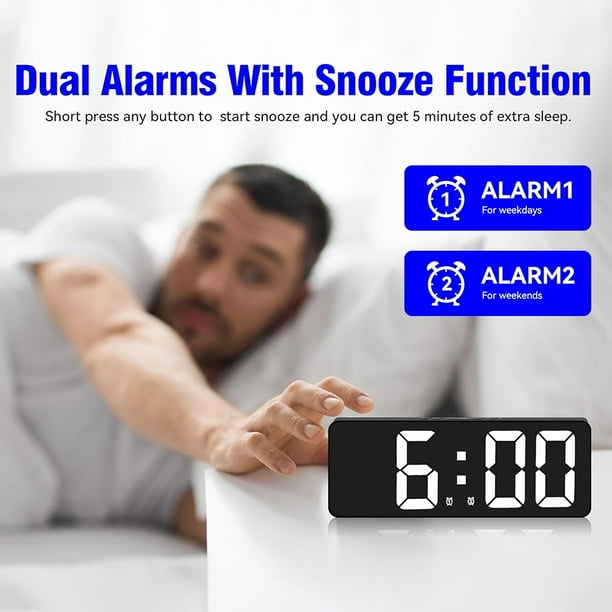 Nuevo Reloj LED Reloj Digital Pantalla Reloj Coreano para Estudiantes Y Mesita Noche carcasa Negra Y Letras Blancas Bodega Aurrera en linea