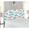 thumbnail image 2 of 90s Headboard, Geometric Patterns in Retro Memphis Style Abstract Art with Rectangles Simple Art, Upholstered Decorative Metal Bed Headboard with Memory Foam, Twin Size, Black Blue, by Ambesonne, 2 of 4