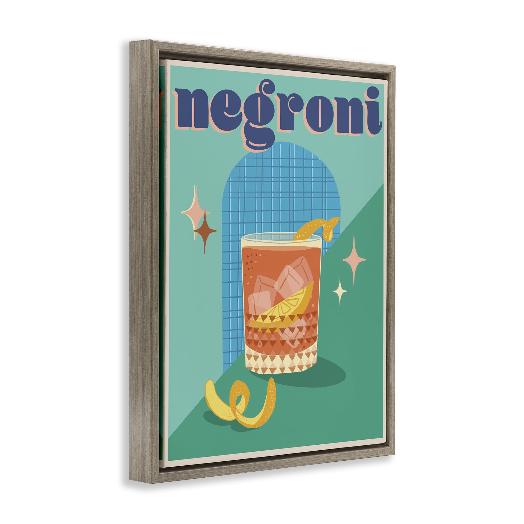 Stupell Industries Classic Retro Negroni Food & Beverage Painting Brown Floater Framed Canvas Art Print Wall Art, 17 x 21