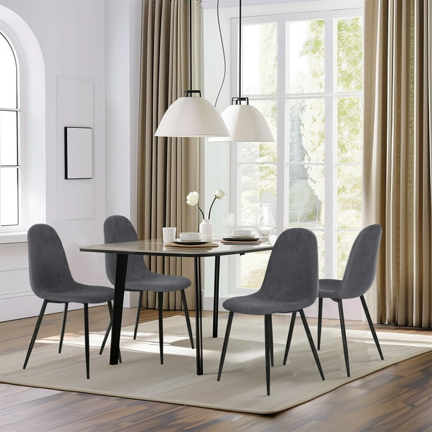 Qin 20 Inch Dining Side Chair, Set of 4, Contoured Back, Curved Seat, Black By Casagear Home main image 0