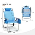 thumbnail image 6 of Ktaxon 2Pcs Tall Beach Chair, 5-Position Adjustable Folding Camping Chairs with Cooler Bag, Cup Holders and Towel Bar for Adults, Blue, 6 of 10
