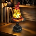 thumbnail image 6 of Yucurem 7.1" Gothic Witch Hat Lamp, Stained Glass Resin Nightstand Night Lights, Spooky Halloween Decor (Red), 6 of 9