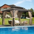 thumbnail image 2 of Garvee 10x12 FT Hardtop Gazebo Polycarbonate Double Roof & Aluminum Frame Pavilion with Curtains & Netting, 2 of 7