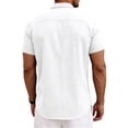 thumbnail image 4 of Dwelliawo Linen Shirt Men Lightweight Fashion Dress Shirts Short Sleeve Button Down Shirt Fall Cotton Linen Classic Fit Outfits with Chest Pocket White 2XL, 4 of 4