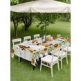 thumbnail image 4 of Outdoor Tablecloth with Umbrella Hole for Patio/Picnic/Party/Camping, Spring Bee Gnomes Waterproof Table Cloth Rectangle Table Cover Washable, Sunflowers Black Plaid Grey Wooden (60"x 84"), 4 of 8