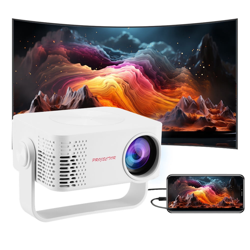 Mini Projector with WiFi , Native 1080P Projector , Projectors for Outdoor Movies Home Theater Built-in Speaker Android11 Dual WiFi6 Allwinner 1080p Compatible with iPhone/Android/PS4/Laptop