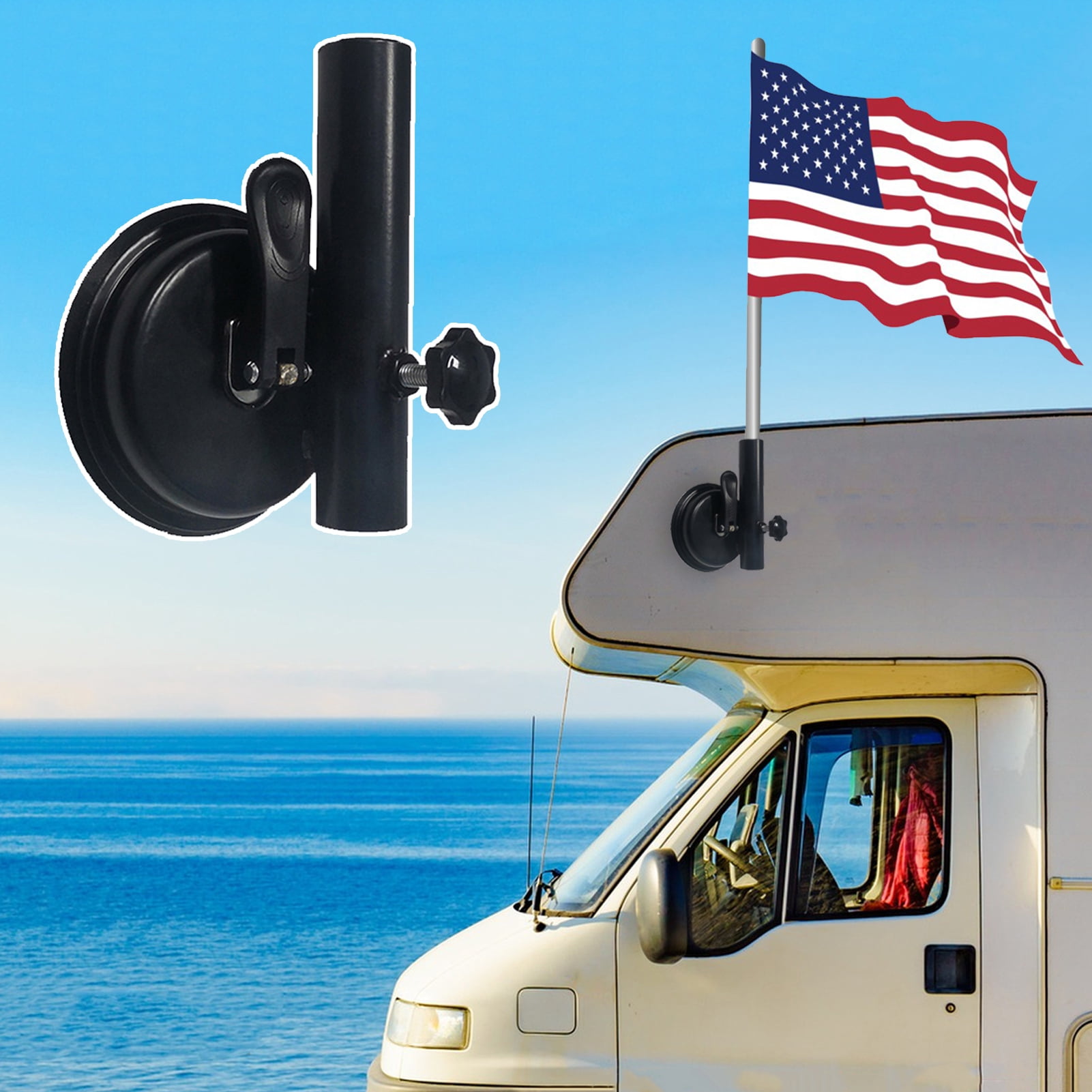 Buy Adjustable Car Double Suction Cup Off-road Flagpole Bracket Flag Pole Holder Kit In , For US - Foto 3