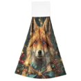 thumbnail image 7 of Haosy 2 Pack Kitchen Wash Cloths with Hanging Loops Absorbent Absorbent Quick Drying Hand Towels, Beautiful Fox in Christmas Costume, 7 of 7