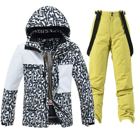 CONZONE Mens Ski Suits Casual Men s Snowboarding Set Fashion Graphic Windproof Jacket Pants Thick Skiing Suit for Men Warm Thermal Winter Snowsuits