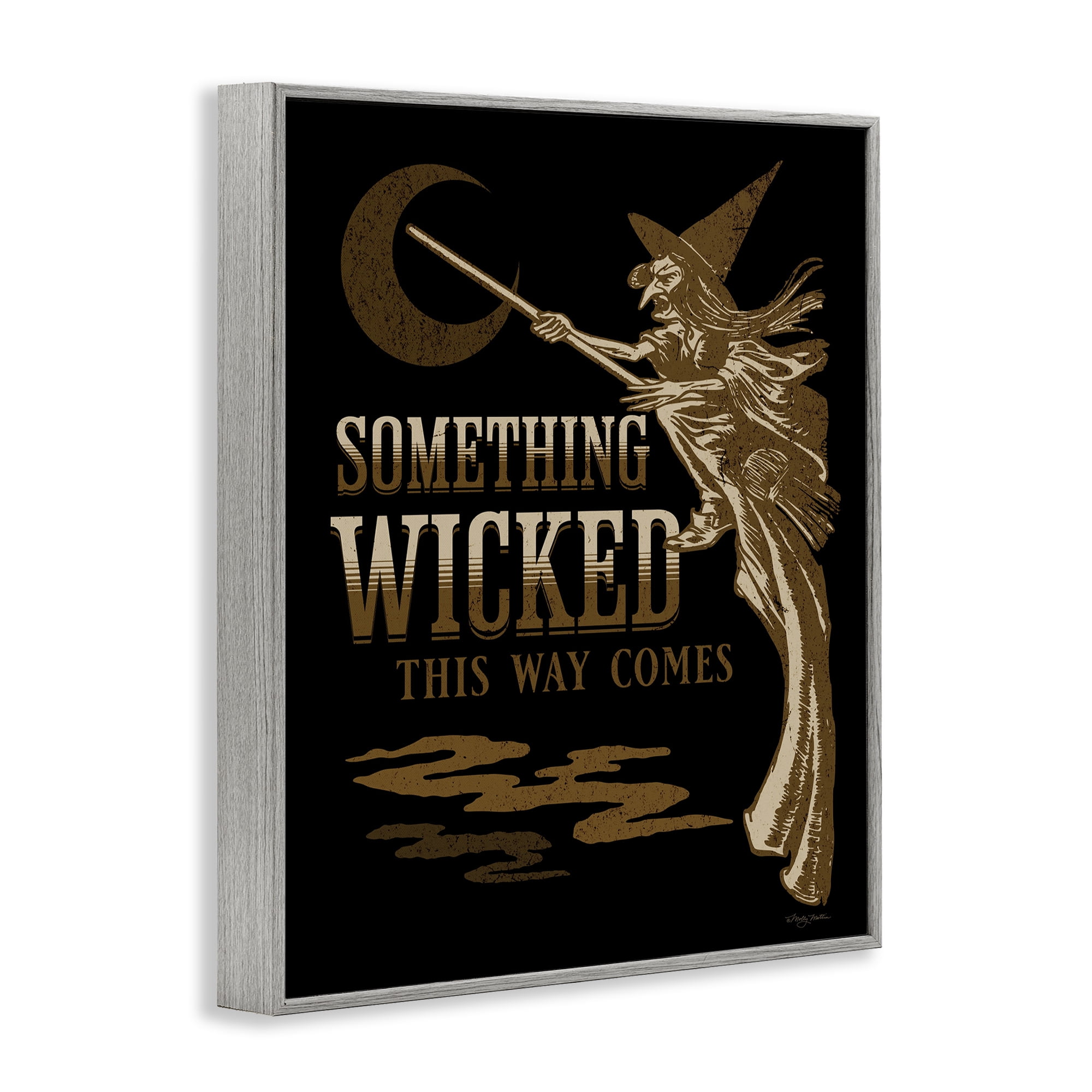 Stupell Industries Something Wicked Witch Holiday Painting Gray Framed Art Print Wall Art, 16 x 20