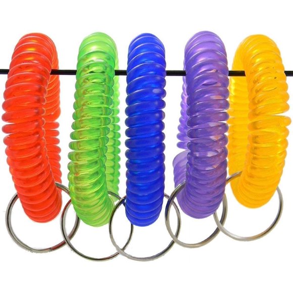 ORUYROP Coil Wrist Keychains, 5 Pack Colorful Spiral Stretch Wristband Keychain Key Chain for Pool, Gym, Shop (5 pcs)