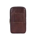thumbnail image 3 of Men Genuine Leather Waist Pack Bag Double Zipper Cell Mobile Phone Case, 3 of 6