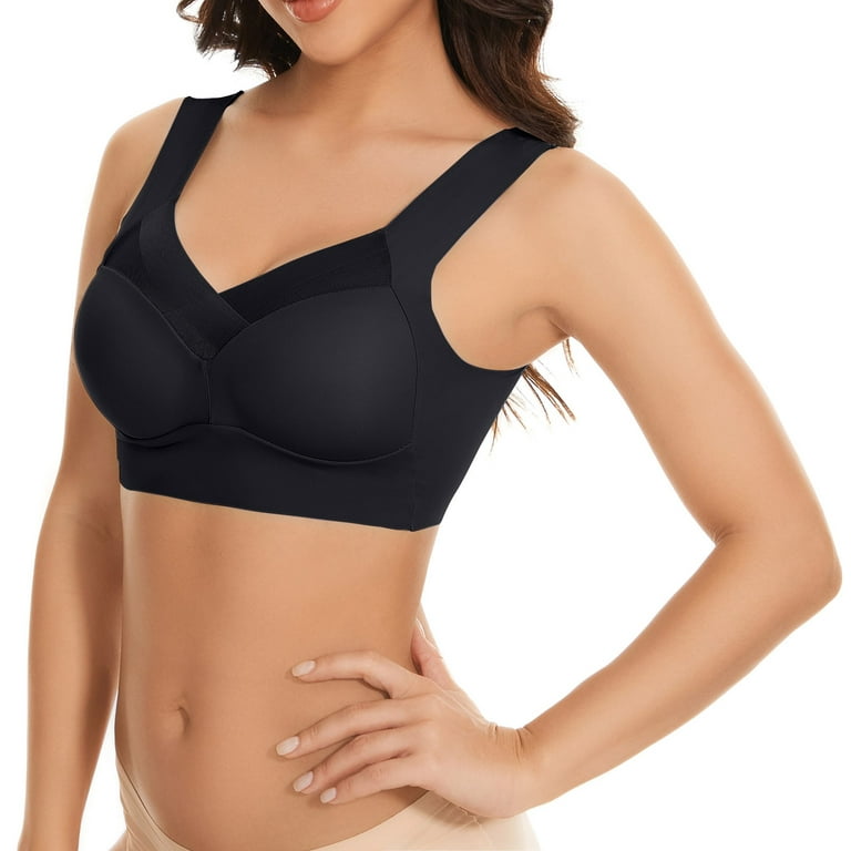 TQWQT Lady Bra Push Up Seamless Thin Wire Free No Constraint Women  Brassieres Daily Wear Clothes,Black L