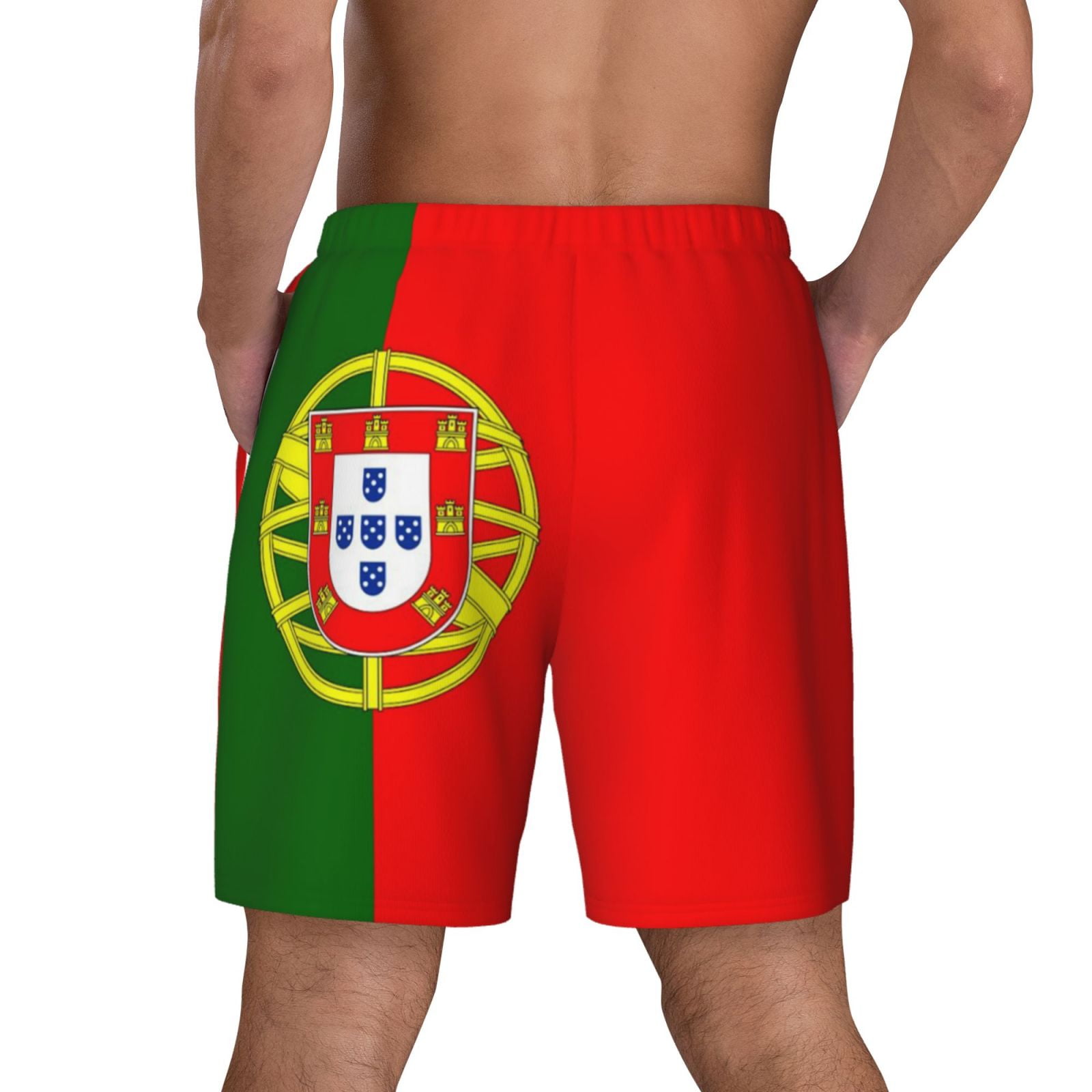 Men's Portugal Flag Swim Trunks with Compression Liner Bathing Suit Swimwear