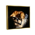 thumbnail image 3 of Stupell Industries Cozy Dog Sleeping Quilt Animal Animals & Insects Painting Gold Floater Framed Art Print Wall Art, 3 of 6