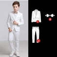 thumbnail image 3 of Conjunto de 3 piezas de chaleco y pantalón blanco para niños, traje para bautismo, boda, graduación, vestido elegante para bebés y adolescentes, disfraz de fiesta, 3 of 5
