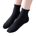 thumbnail image 4 of Daznico Women Ruffle Edge Ribbed Crew Socks Lightweight Soft Breathable Stretch Knit for Summer Casual Comfort Mid Calf Hosiery, 4 of 5