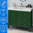 thumbnail image 6 of Dextrus 36'' Modern Bathroom Vanity with Resin Basin, Freestanding Bathroom Storage Cabinet with Drawers & Doors, Green, 6 of 10